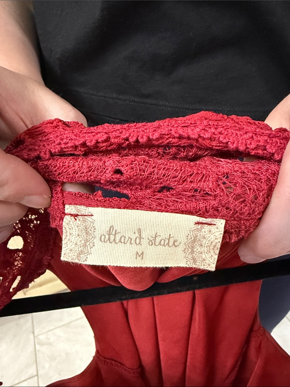 Altar'd State Red Crochet Yoke Formal Dress - Picture 2 of 3